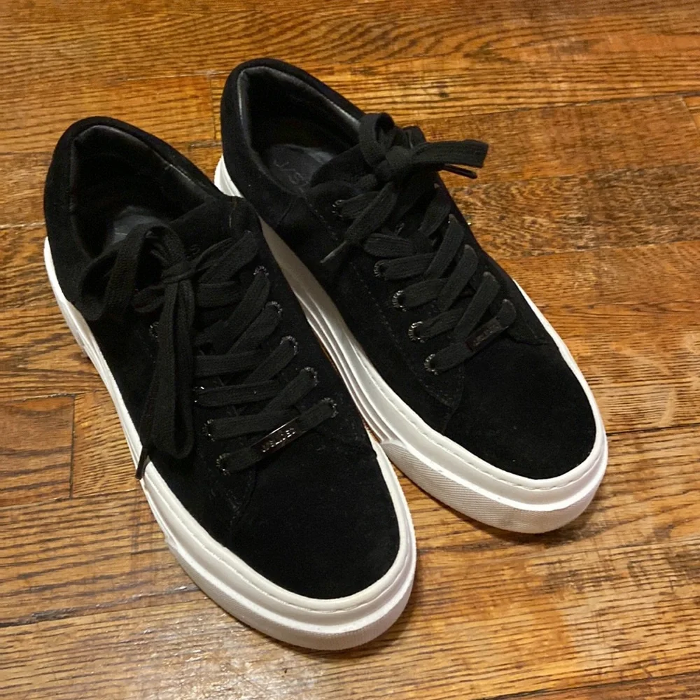 J Slides Women Black Faux Suede Platform Sneakers 7.5 - Picture 3 of 9